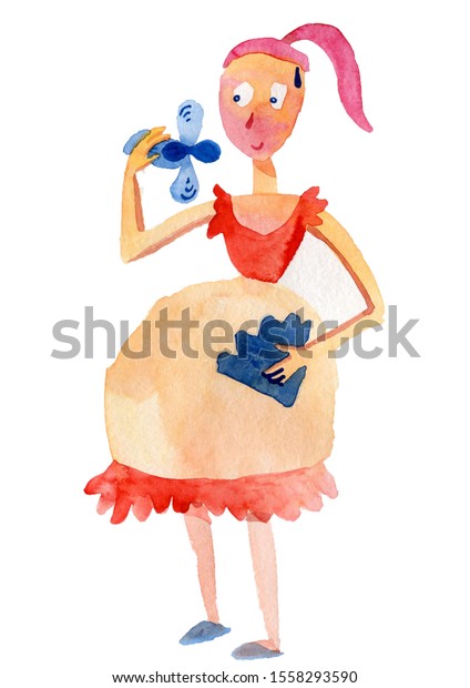 Overheating During Pregnancy Cute Illustration Stock Illustration 1558293590