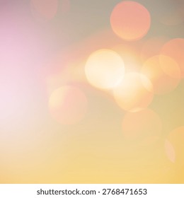 Overlapping bokeh cluster is appearing in abstract pastel gradient with luminous disc, copy space. Orbs, stock, softfocus, minimalist, glow, circles, flare