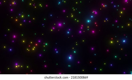 Overlay Of Glowing Colorful Confetti