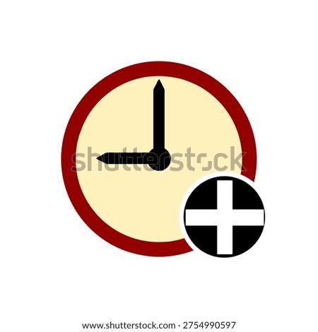 Overtime concept with clock and plus symbol showing extra work time and extended schedule
