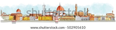 Overview of Florence, Lungarno, housing, buildings and churches