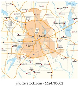 Overview And Street Map Of Texas City Dallas