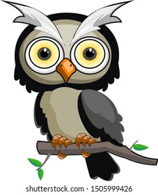 Owl Bird On Stem Clipart Stock Illustration 1505999426