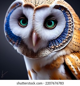 Owl In The Night Light Hyper Realistic 