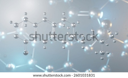oxamniquine molecular structure, 3d model molecule, anthelmintic drug structural chemical formula view from a microscope