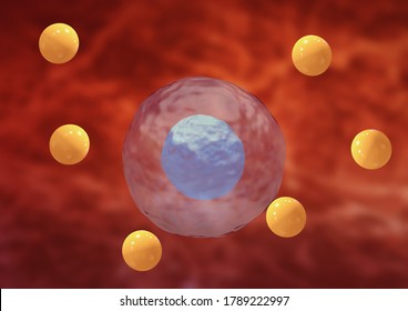 Oxidative Stress Is The Deformation And Degeneration Of Cells Caused By The Attack By Free Radicals. 3D Illustration