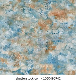 Oxidized Copper Texture. Watercolor Seamless Pattern