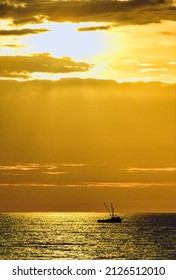 Oyster Dredge Boat At Sunrise, Chesapeake Bay, Illustration 