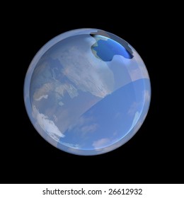 The Ozone Hole, Planet On Black Background.