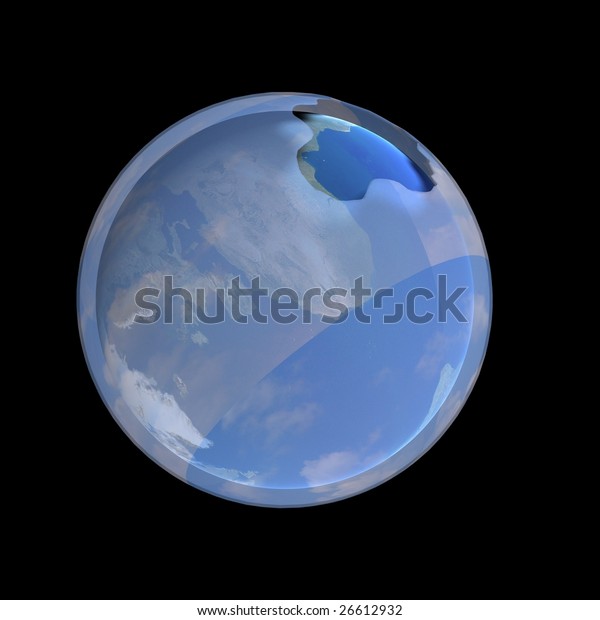 The Ozone hole,\
planet on black\
background.