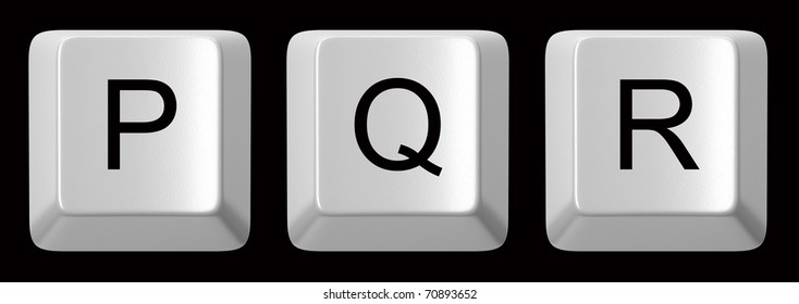 P, Q, R white computer keys alphabet