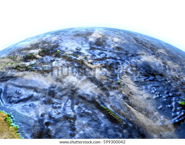 Pacific Ocean On 3d Model Earth Stockillustration 599300042