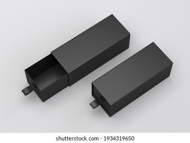 Package blank Sliding drawer black Cardboard Box mockup. 3d render