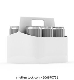 Packaging Of Beer Cans Isolated On White Background