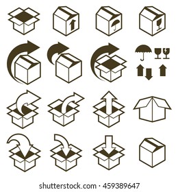 Packaging Boxes Icons Isolated On White Stock Vector (Royalty Free ...