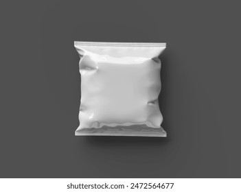 Packaging mockup template for a square polyethylene bag for food on a  dark background. 3d render
