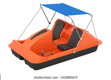 Paddle Boat With Canopy, 3D Rendering Isolated On White Background