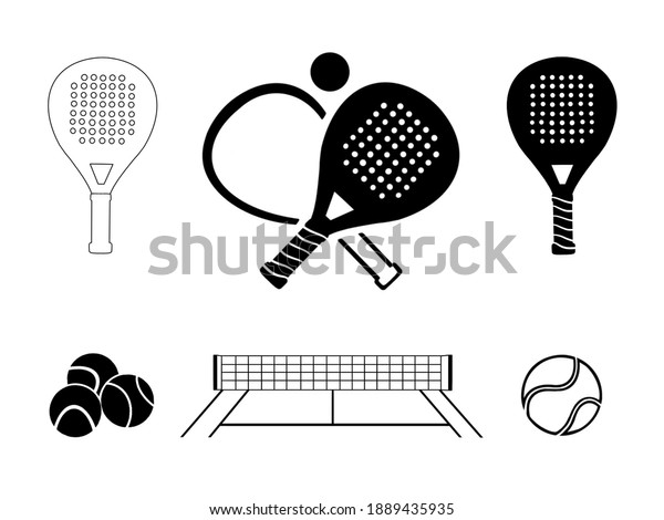 Padel Tennis Icon Set Black White Stock Illustration 1889435935