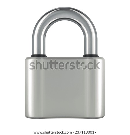Padlock, front view. 3D rendering isolated on white background