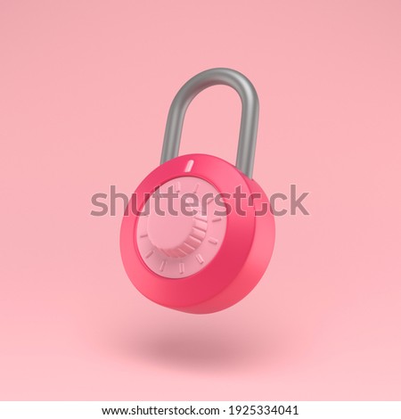 Padlock icon simple 3d illustration on pastel abstract background. Lock with combination. Minimal concept. 3d rendering