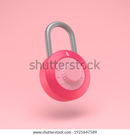 Padlock icon simple 3d illustration on pastel abstract background. Lock with combination. Minimal concept. 3d rendering