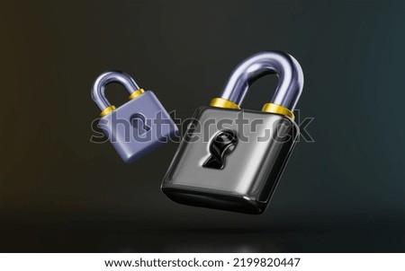 padlock sing on dark background 3d render concept for protection house office shop market