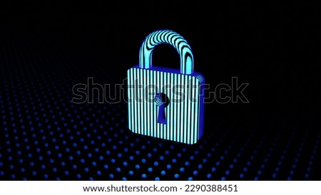 A padlock symbolizes the encryption of quantum communication. 3d rendering