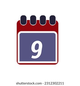 Page of calendar displaying day 9. Illustration  - Powered by Shutterstock