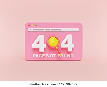 Page Not Found 404 Design. 404 Error Web Page Concept. Minimal Style. 3d Rendering