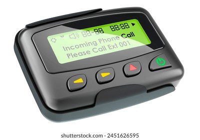 Pager or beeper. 3D rendering isolated on white background