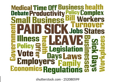 Paid Sick Leave Word Cloud With White Background