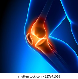 Painful Knee Close-up - Anatomy concept