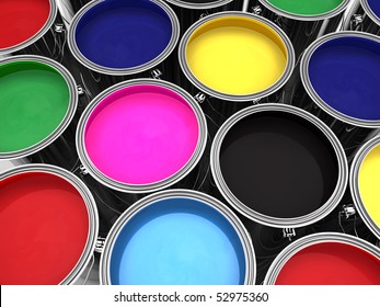 Paint Cans Red Green Blue Cyan Stock Illustration 52975360 