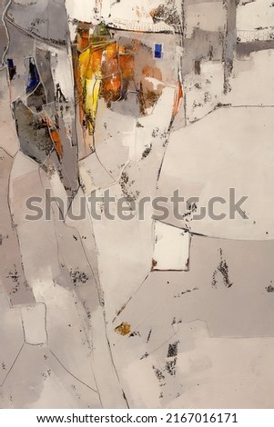 Paint on Canvas: Abstract Pattern in White, Orange and Yellow Hues - Background.