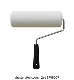 Paint roller brush isolated on white background. Paint roller 3d illustration. Tool for wall painting, drawing.