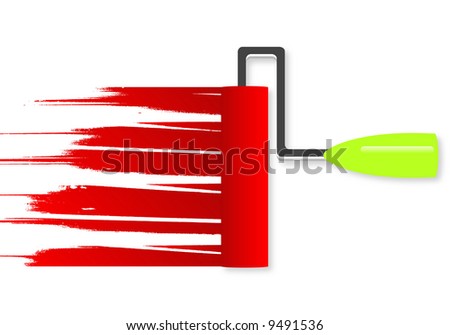 paint roller with red paint