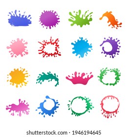 Paint splashes. Dirt colored splash of liquid ink drops abstract icons for promotional designs