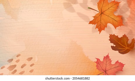 Paint Textured Background With Fall Leaves