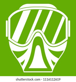 Paintball Mask Icon White Isolated On Green Background. Illustration