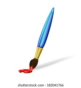 Paintbrush Red Paint Isolated On White Stock Illustration 182041766 ...