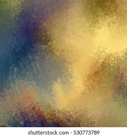 Painted Background In Gold Blue Gray Purple And Green With Messy Sponged Grunge Texture