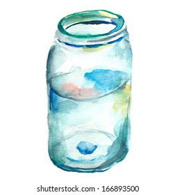 Painted Blue Watercolor Mason Jar