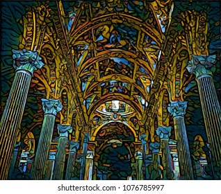 Church Ceiling Painting Stock Illustrations Images Vectors