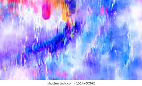 Painted composition with vibrant brush strokes. Textured colorful painting. Paint brushed wallpaper.