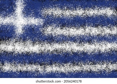 Painted Greece Flag Colors. Abstract Watercolor Paint Brush Strokes.