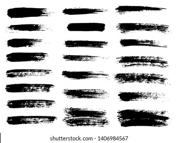 Painted Grunge Stripes Set. Black Labels, Background, Paint Text