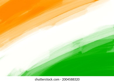 Painted Indian Flag Colors, Abstract Freedom Celebration Background Banner, Water Color Texture.