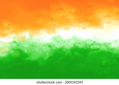 Painted Indian Flag Colors, Abstract Freedom Celebration Background Banner 