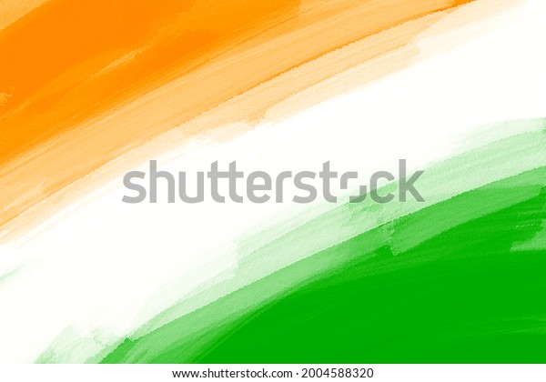 Painted Indian Flag Colors, Abstract\
Freedom Celebration Background Banner, Water Color\
Texture.