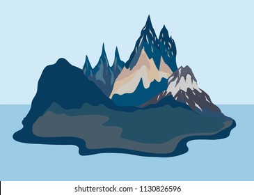 Painted Mountain View Landscape Illustration